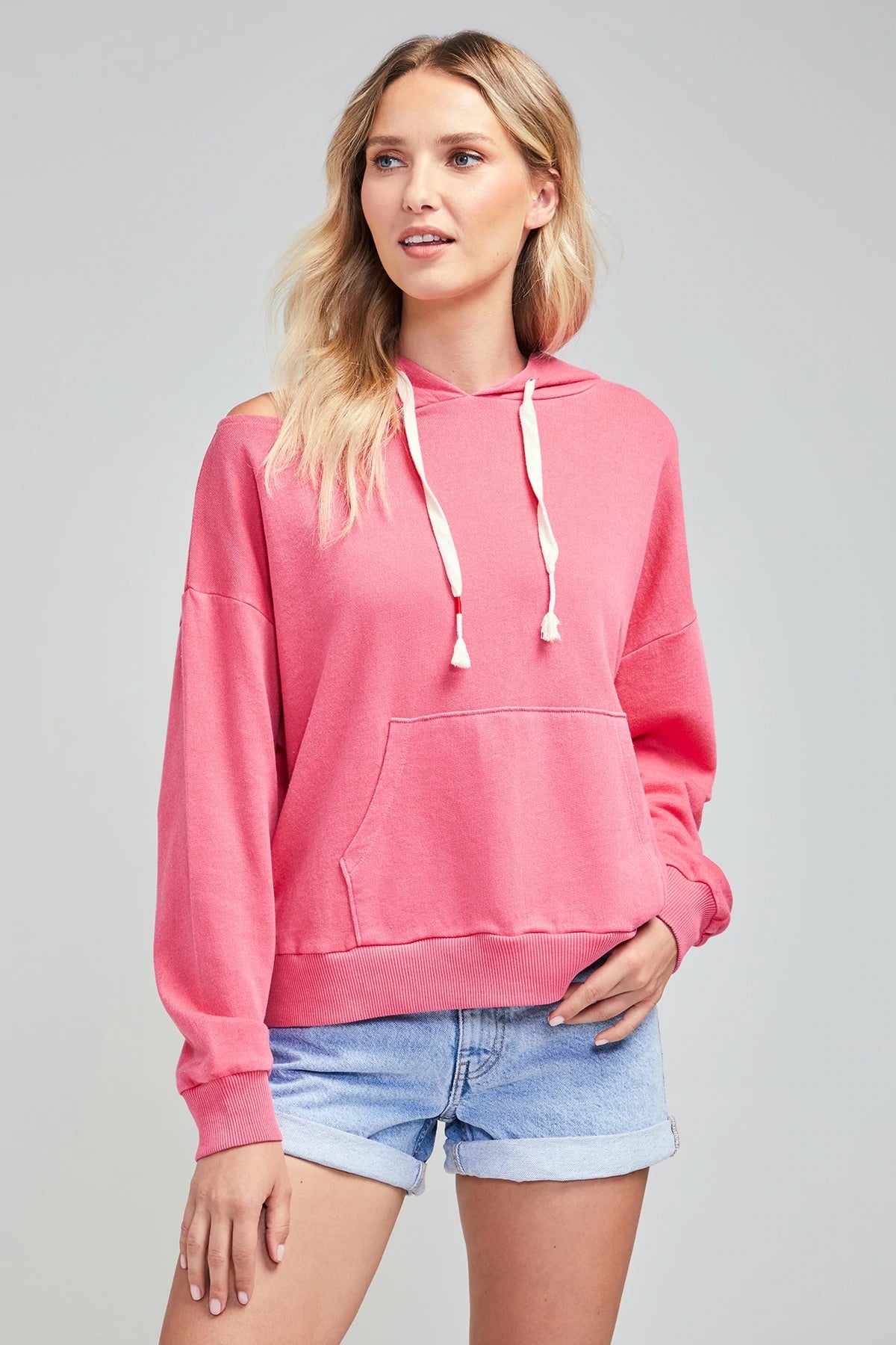 Cold shoulder hoodie hot sale